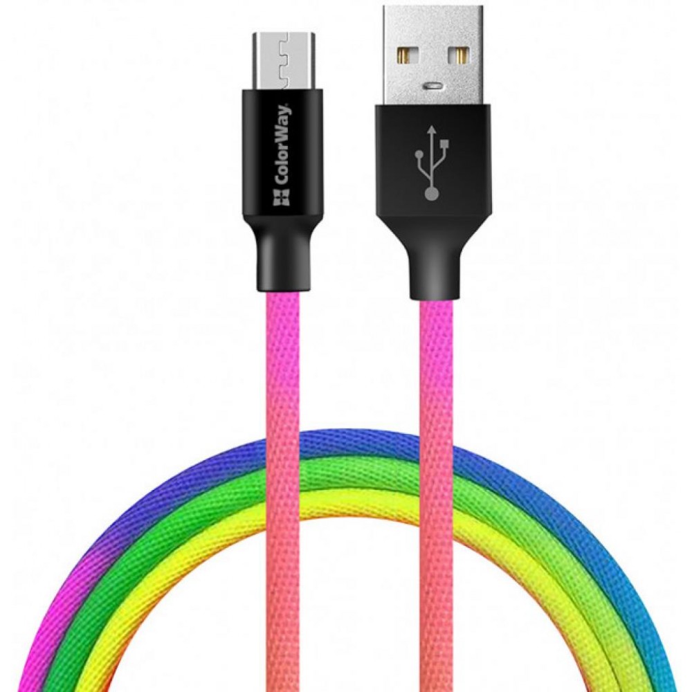 Кабель USB 2.0 AM to Micro 5P 1.0m multicolor ColorWay (CW-CBUM017-MC) — фото 2
