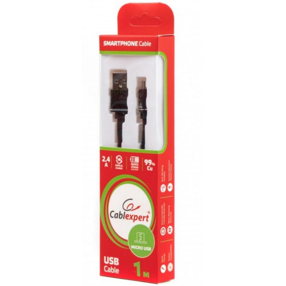 Дата кабель USB 2.0 Micro 5P to AM Cablexpert (CCPB-M-USB-10BK) — фото 2