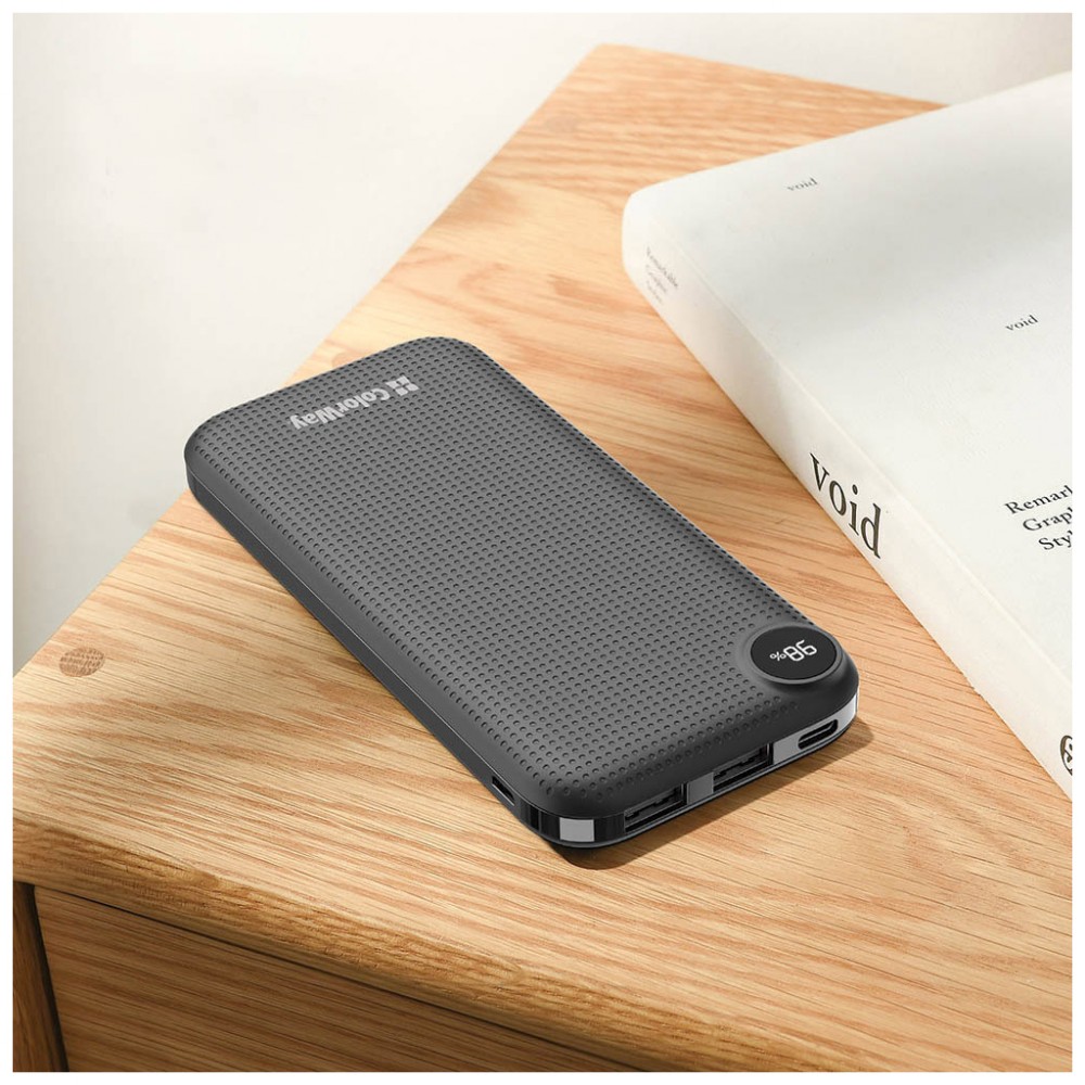 Батарея універсальна ColorWay 10 000 mAh Slim, LCD, Black (CW-PB100LPH2BK-D) — фото 9