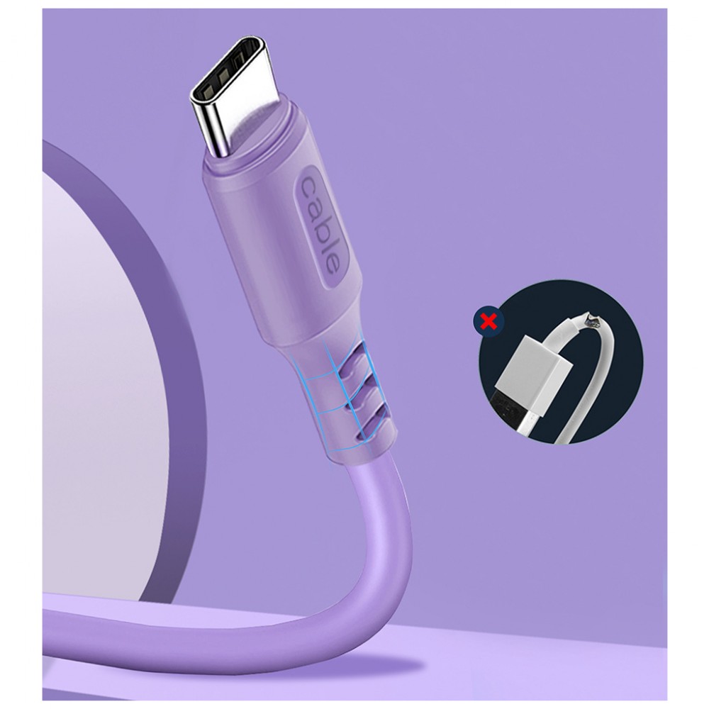 Кабель USB 2.0 AM to Type-C 1.0m soft silicone violet ColorWay (CW-CBUC044-PU) — фото 3