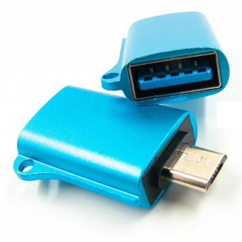 Перехідник OTG USB - Micro-USB blue Dengos (ADP-020) — фото 2