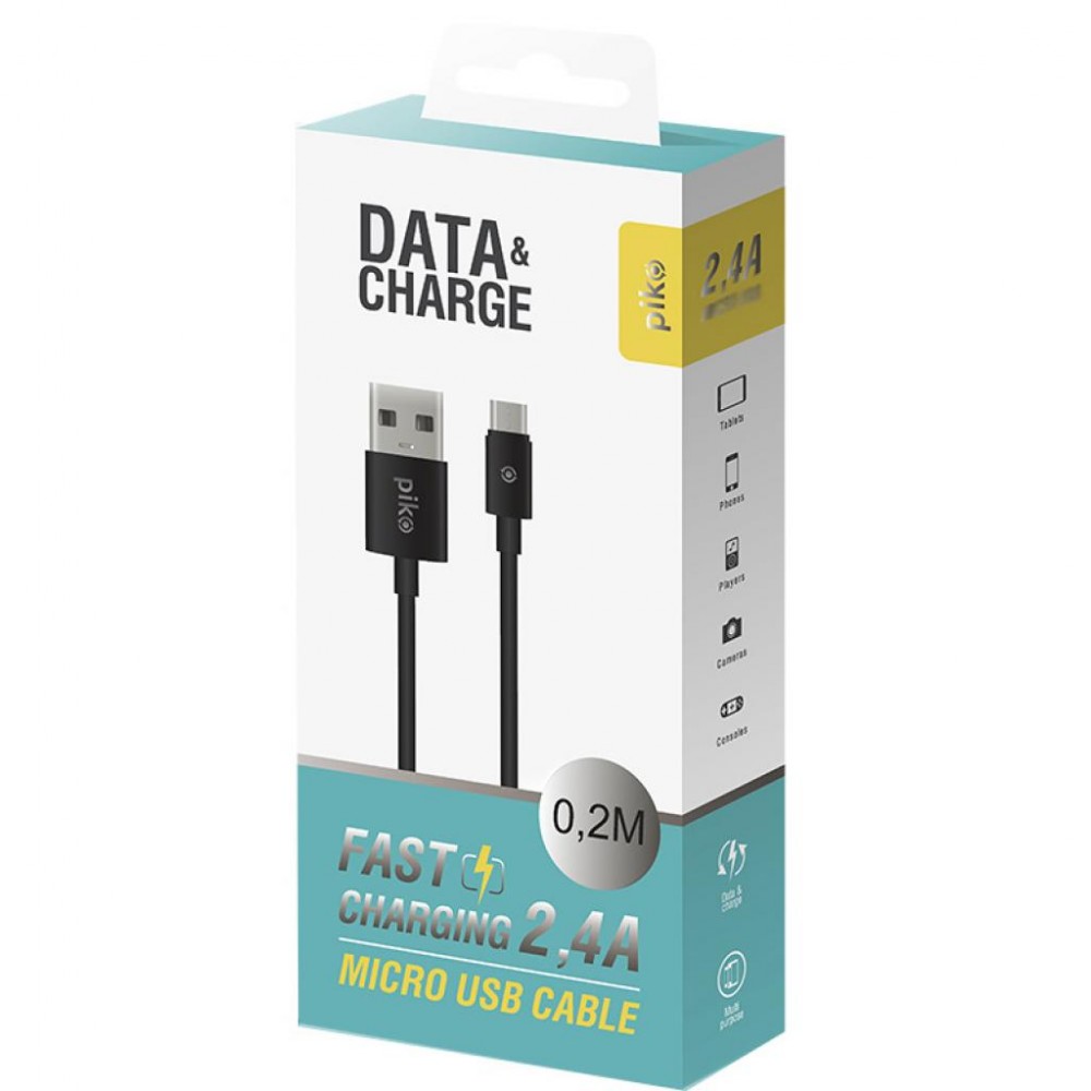Дата кабель USB 2.0 AM to Micro 5P 0.2m black Piko (1283126493874) — фото 2