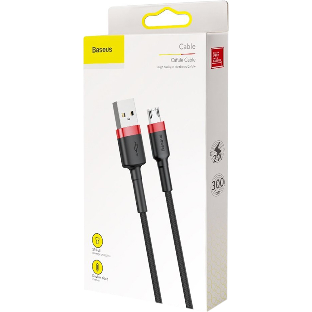 Кабель Baseus Cafule Cable Black/Red 3м (CAMKLF-H91) — фото 5