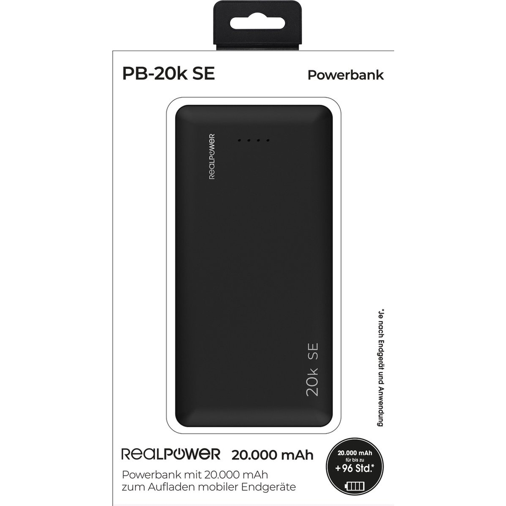 Батарея універсальна RealPower PB-20k SE Powerbank 20000mAh Black (PB-20k SE) — фото 4