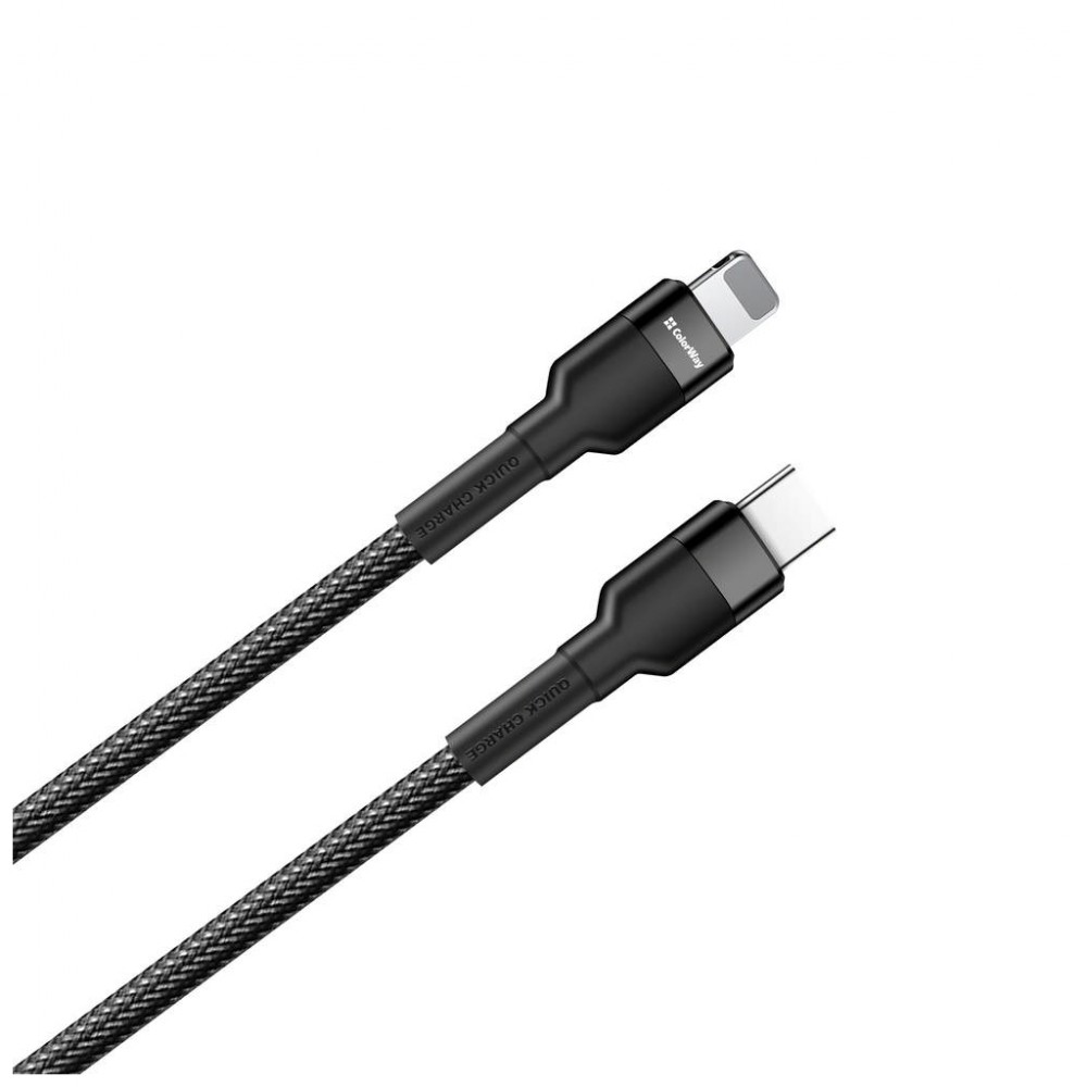 Кабель ColorWay USB-C to Lightning 0.3m 3А black (CW-CBPDCL054-BK) — фото 2