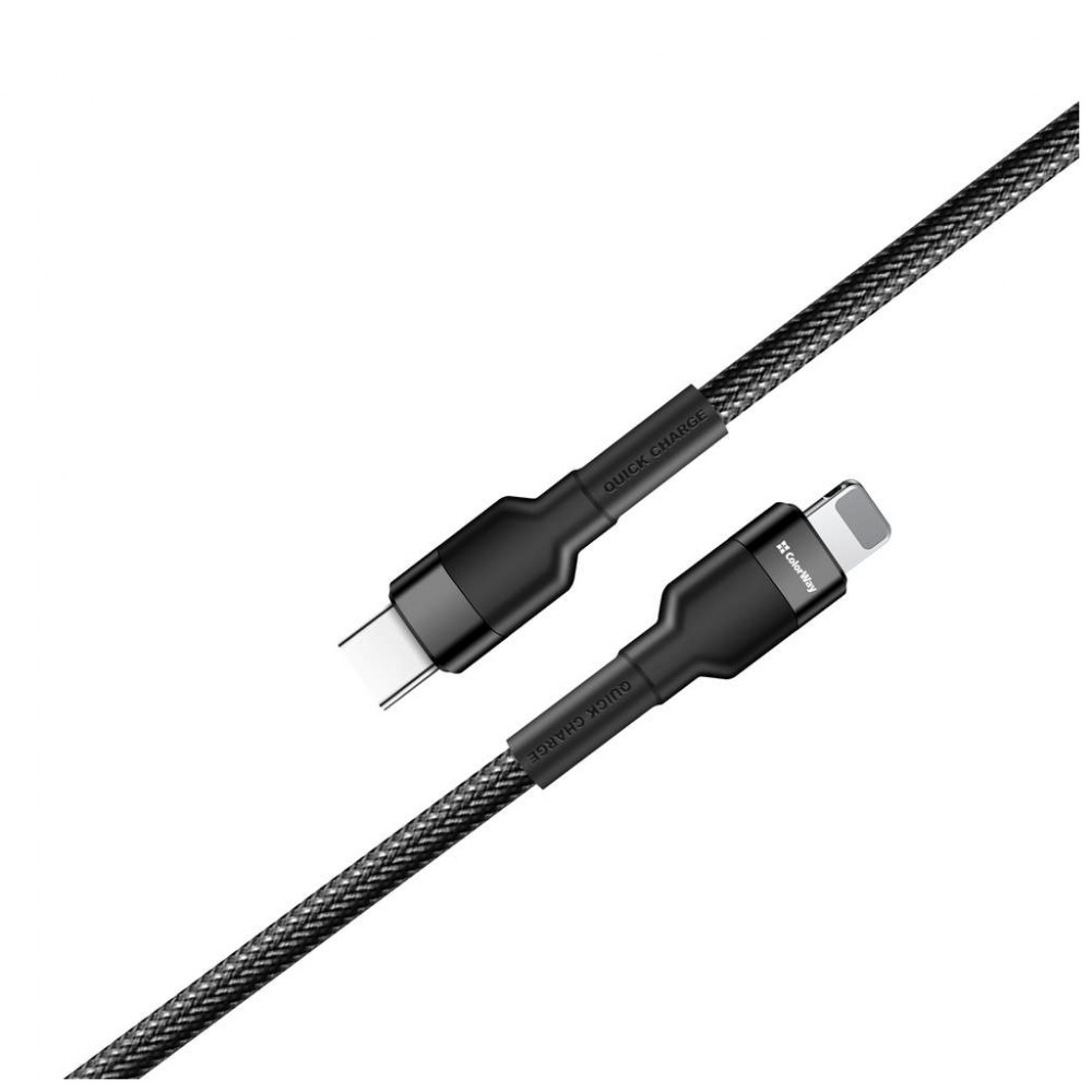 Кабель ColorWay USB-C to Lightning 0.3m 3А black (CW-CBPDCL054-BK) — фото 3