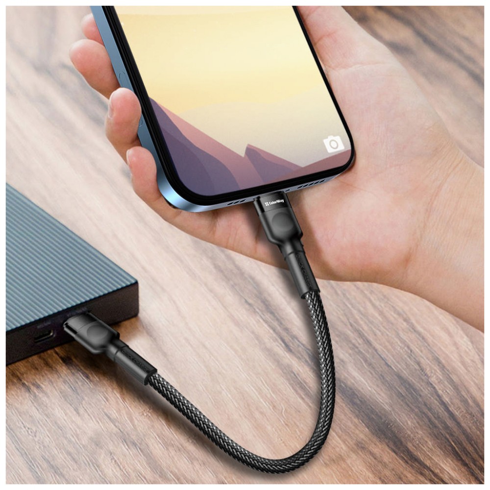 Кабель ColorWay USB-C to Lightning 0.3m 3А black (CW-CBPDCL054-BK) — фото 9