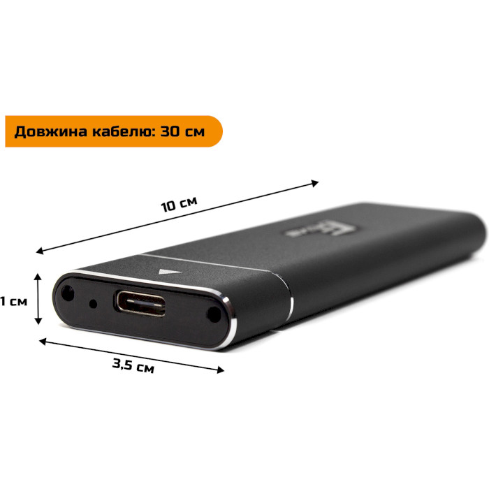 Кишеня зовнішня Frime M.2 NGFF SATA, USB 3.1 Type-C, Metal, Black (FHE220.M2UC) — фото 4