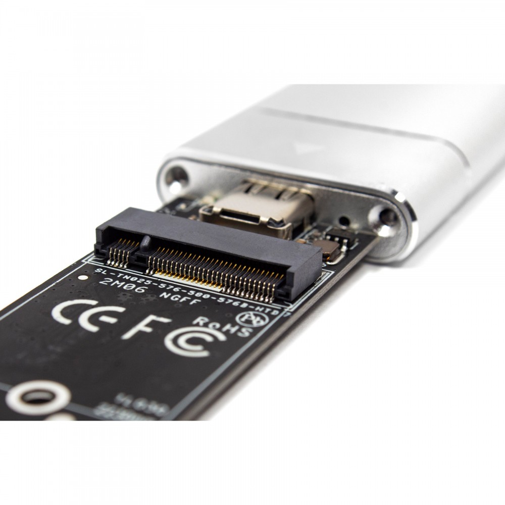 Кишеня зовнішня Frime M.2 NGFF SATA, USB 3.1 Type-C, Metal, Silver (FHE221.M2UC) — фото 5