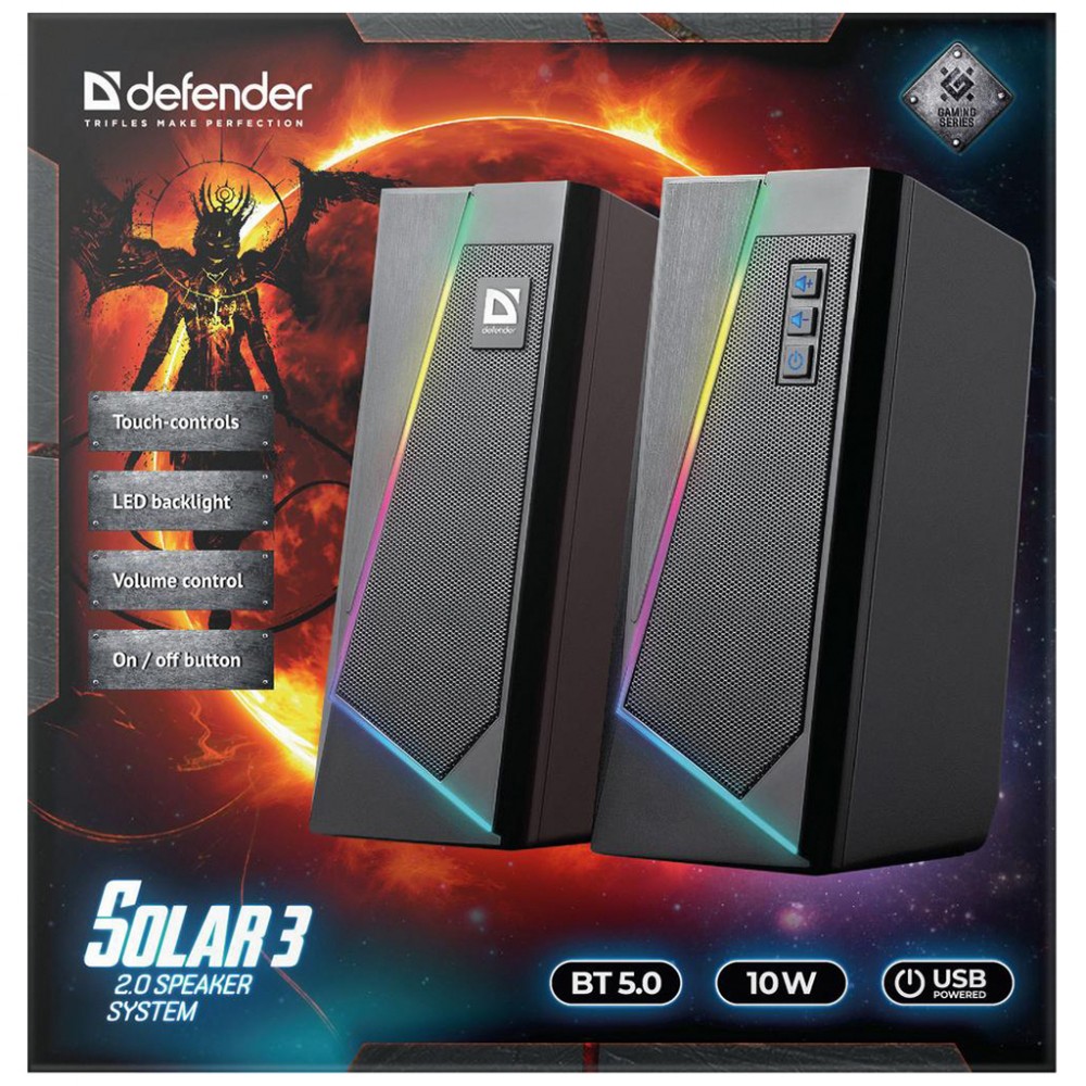 Акустична система Defender Solar 3 Bluetooth Light USB Black (65103) — фото 4