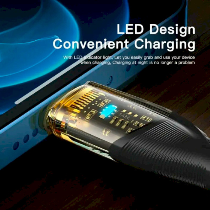 Кабель Essager Interstellar Transparent Design USB Charging Cable Type-C to Lightning 29W 2m Black (EXCTL-XJA01-P) — фото 4