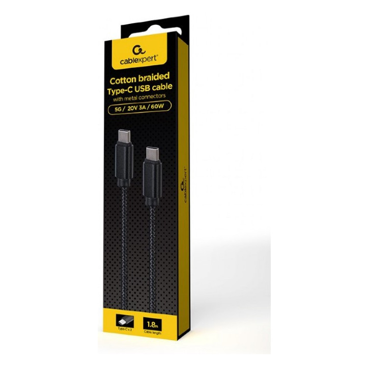 Кабель USB-C to USB-C 1.8m 60W USB2.0 Cablexpert (CCDB-mUSB2B-CMCM-6) — фото 2