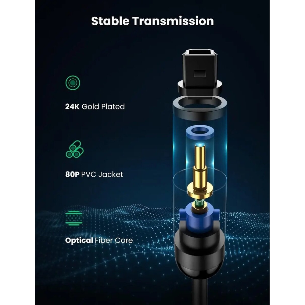 Кабель мультимедійний Ugreen Optical Toslink 2м Black (70892) — фото 2