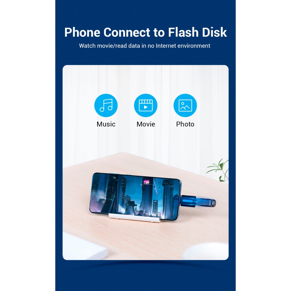 Перехідник Vention USB 2.0 Type-C to USB AF (OTG) Black (CDTB0) — фото 3