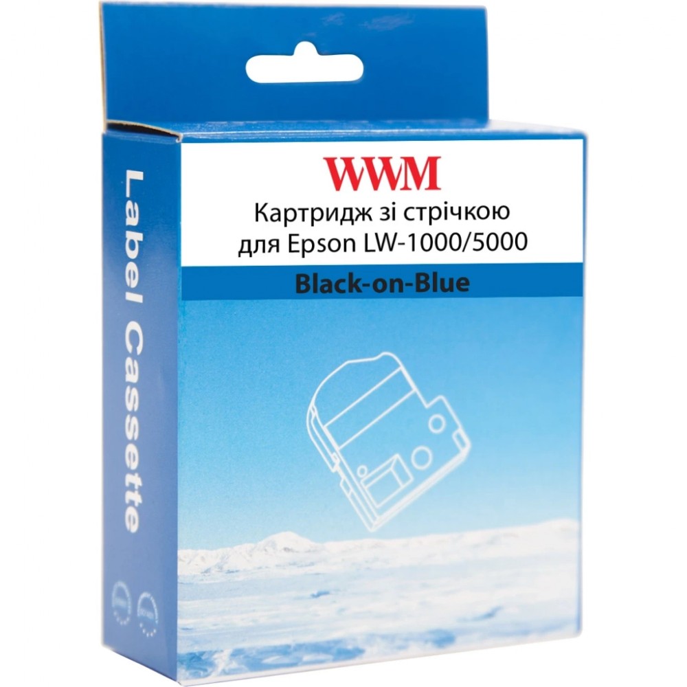 Стрічка для принтера етикеток WWM для Epson LW-1000/5000 36mm х 8m Black-on-Blue (WWM-SC36B) — фото 2