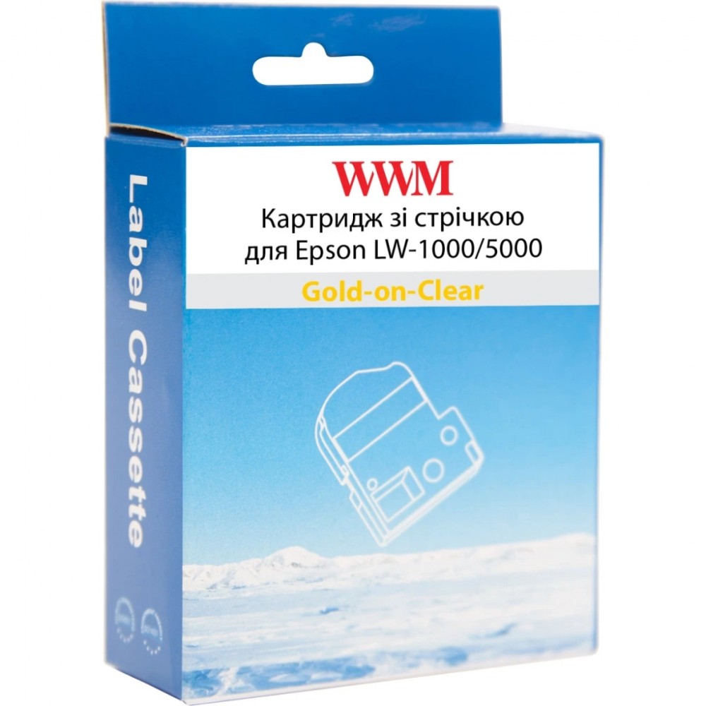 Стрічка для принтера етикеток WWM для Epson LW-1000/5000 36mm х 8m Gold-on-Clear (WWM-ST36Z) — фото 2