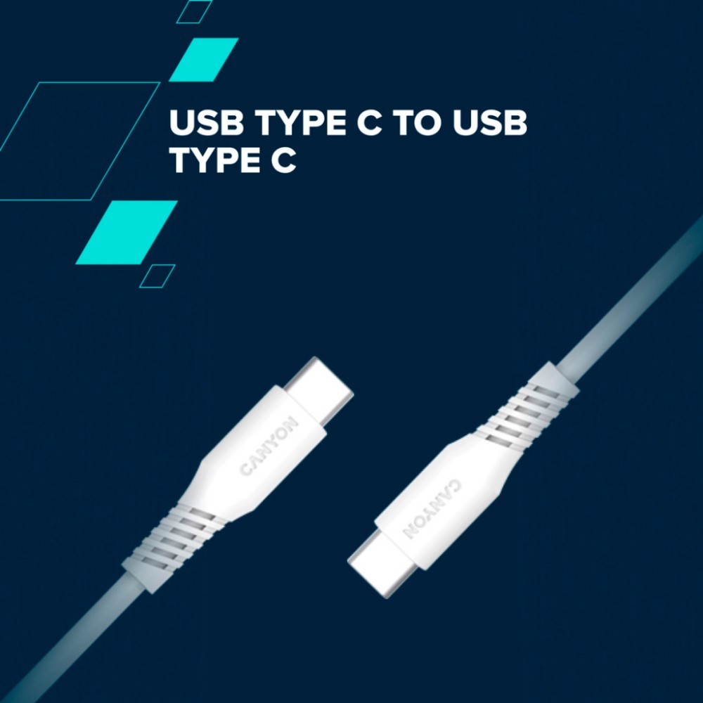 Дата кабель USB-C to USB-C 2.0m CC60SC 60W White Canyon (CNS-CC60SC20W) — фото 2
