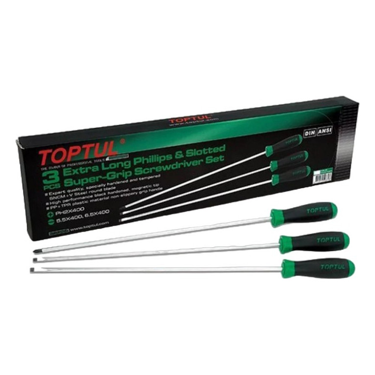Набір викруток Toptul 3шт. PH1x250, PH2x250, SL5,5x400 (GAAE0305) — фото 2