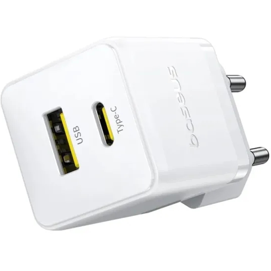 Зарядний пристрій Baseus Palm Fast Charger Type-C+USB 20W with Type-C to Type-C cable White (P10111608213-01) — фото 2