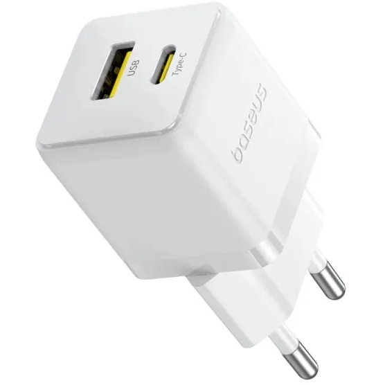 Зарядний пристрій Baseus Palm Fast Charger Type-C+USB 20W with Type-C to Type-C cable White (P10111608213-01) — фото 3