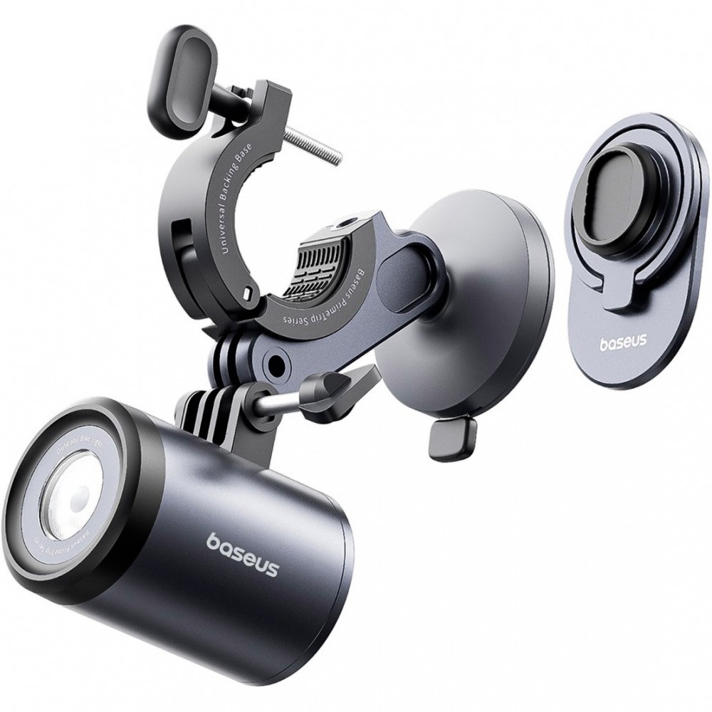 Велосипедний тримач для смартфона з ліхтариком Baseus PrimeTrip Series Dual-Color Bike Light 2-in-1 Set Gray (C12569000121-00) — фото 4