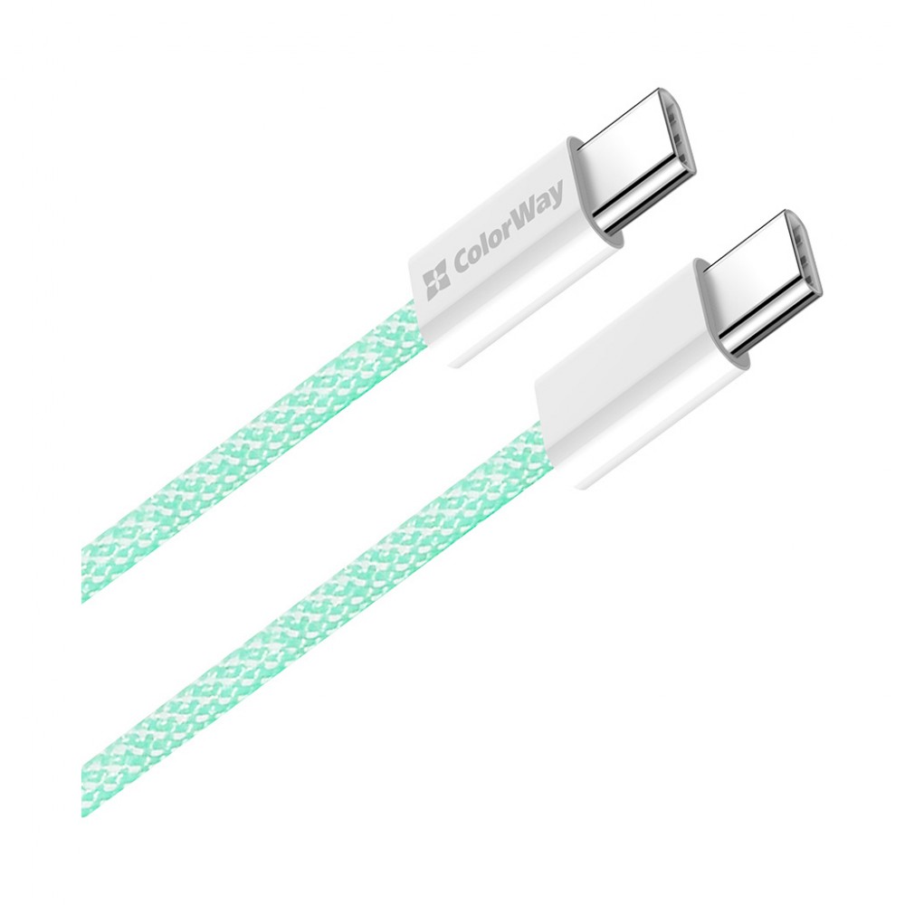 Дата кабель USB-C to USB-C 1.0m 60W 3.0А green ColorWay (CW-CBPDCC061-G) — фото 2