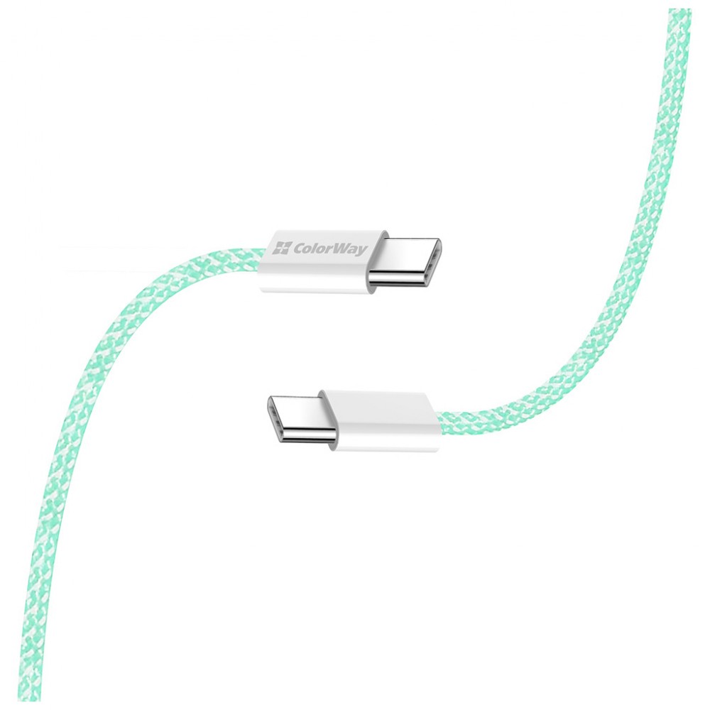 Дата кабель USB-C to USB-C 1.0m 60W 3.0А green ColorWay (CW-CBPDCC061-G) — фото 5
