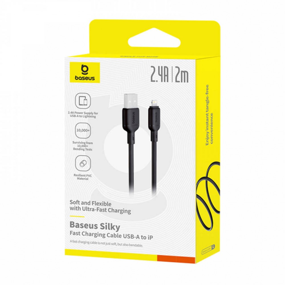 Кабель Baseus Silky Series USB to Lightning 2.4A 2m Black (P10377702113-01) — фото 5