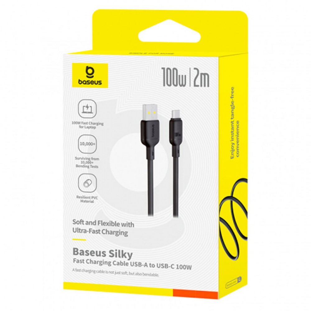 Кабель Baseus Silky Series USB to Type-C 100W 2m Black (P10377703113-01) — фото 5