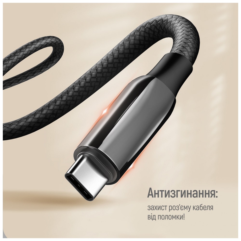 Дата кабель USB-C to USB-C 2.0m (PVC+Aluminum Alloy) (PD Fast Charging 240W) 5А black ColorWay (CW-CBPDCC070-BK) — фото 10
