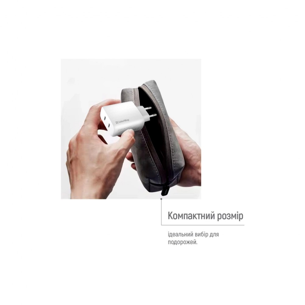 Зарядний пристрій ColorWay GaN Mini 50W PD Port PPS USB (Type-C PD 30W + Type-C PD 20W) white (CW-CHS050PD-WT) — фото 11
