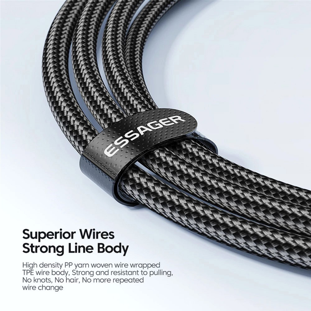 Кабель Essager Star 100W Charging Cable Type-C to Type-C 3m Black (EXCTT1-XCC01) — фото 3