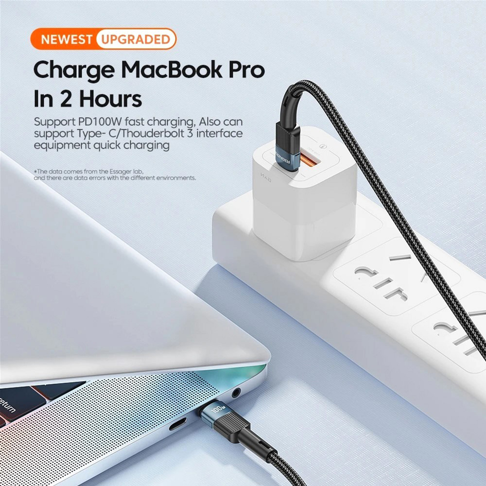 Кабель Essager Star 100W Charging Cable Type-C to Type-C 3m Black (EXCTT1-XCC01) — фото 7