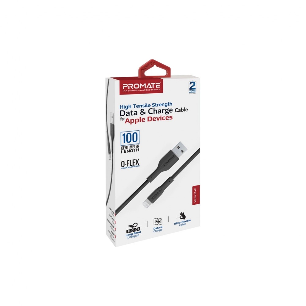 Дата кабель USB 2.0 AM to Lightning 1.0m 2A xCord-Ai black Promate (xcord-ai.black) — фото 2