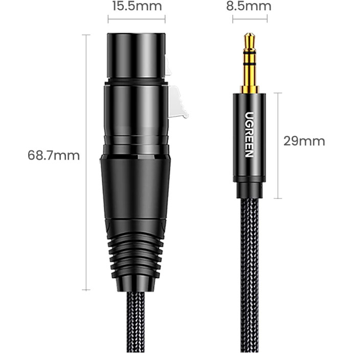 Кабель мультимедійний Ugreen AV182 3.5mm Male to XLR Female 1m Black (20763) — фото 10
