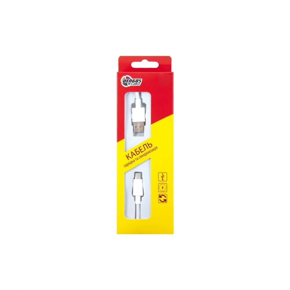 Дата кабель USB 3.0 AM to USB-C 1.0m 4A QC3.0 white Dengos (PLS-TC-4A-WHITE) — фото 2