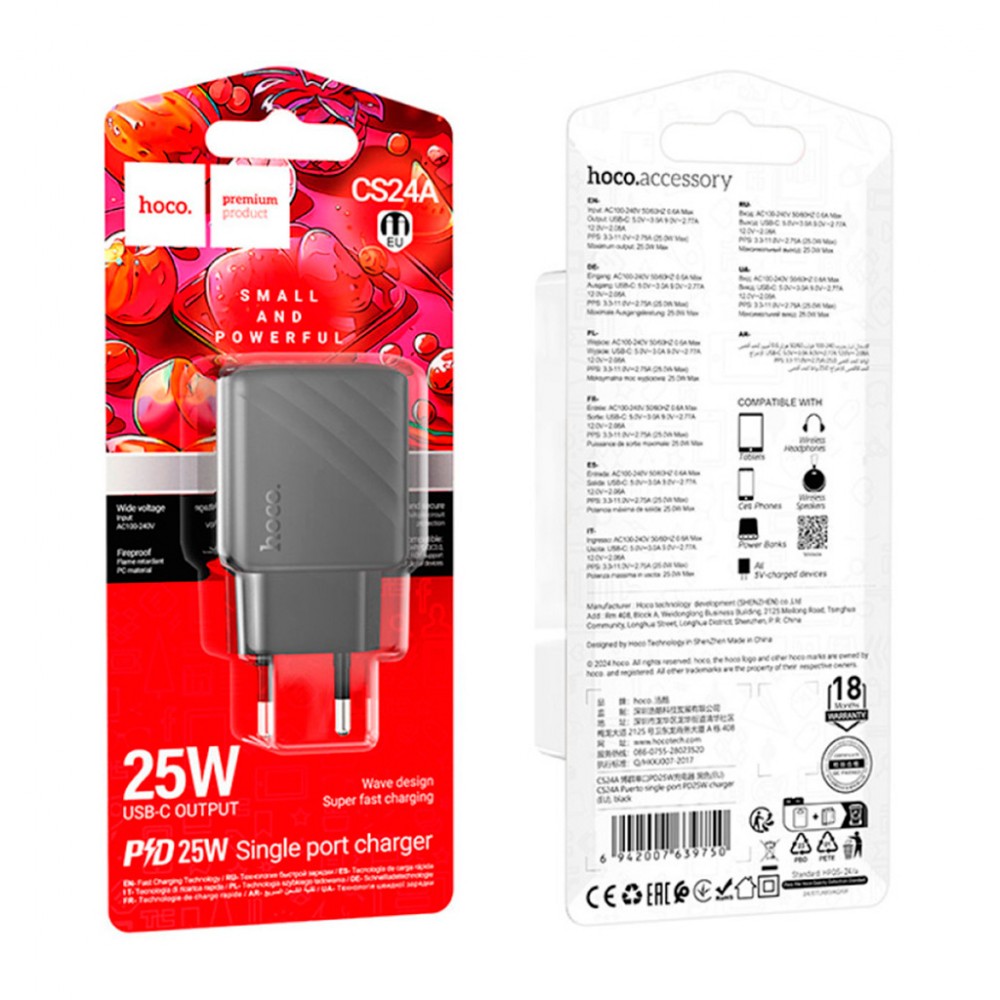 Зарядний пристрій HOCO CS24A Puerto USB-C PD25W Black — фото 6
