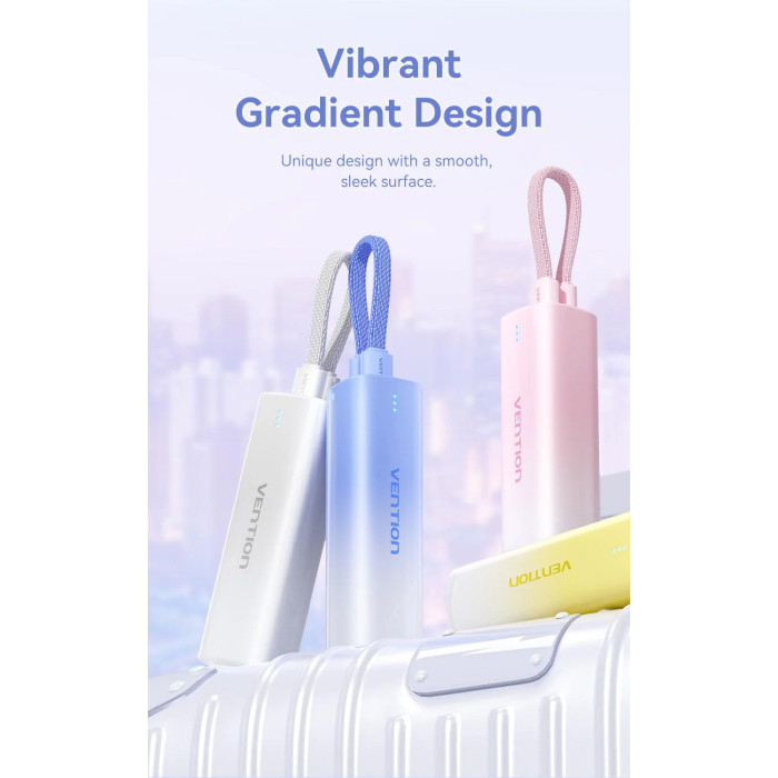 Батарея універсальна Vention 5000mAh 20W PD USB-C In/Out Lightning In/Out with cable Gradient Red (FHWR0) — фото 3