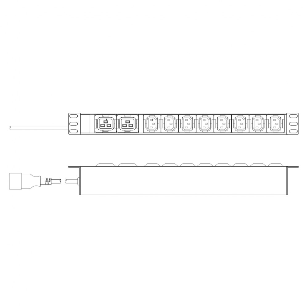 Силовий блок 19" 1U w/PDU 8xC13, 2xC19, 16A, 250V, вилка C20 Digitus (DN-95427) — фото 5