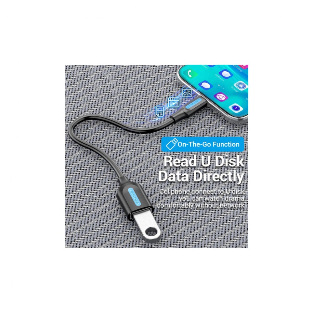 Перехідник OTG USB 3.1 AF to USB-C 0.15m black VENTION (CCVBB) — фото 5