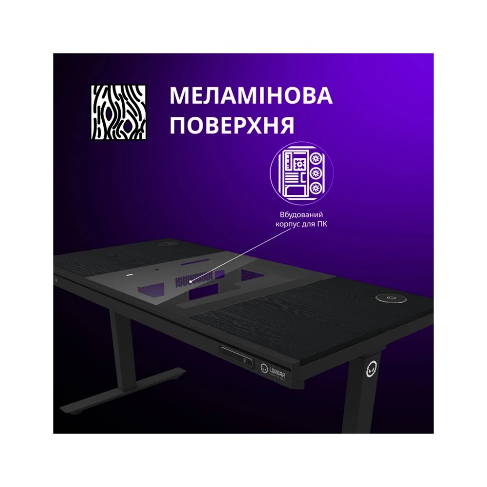 Комп'ютерний стіл Lorgar ELITE 90G Glass Black (LRG-DE90G) — фото 7