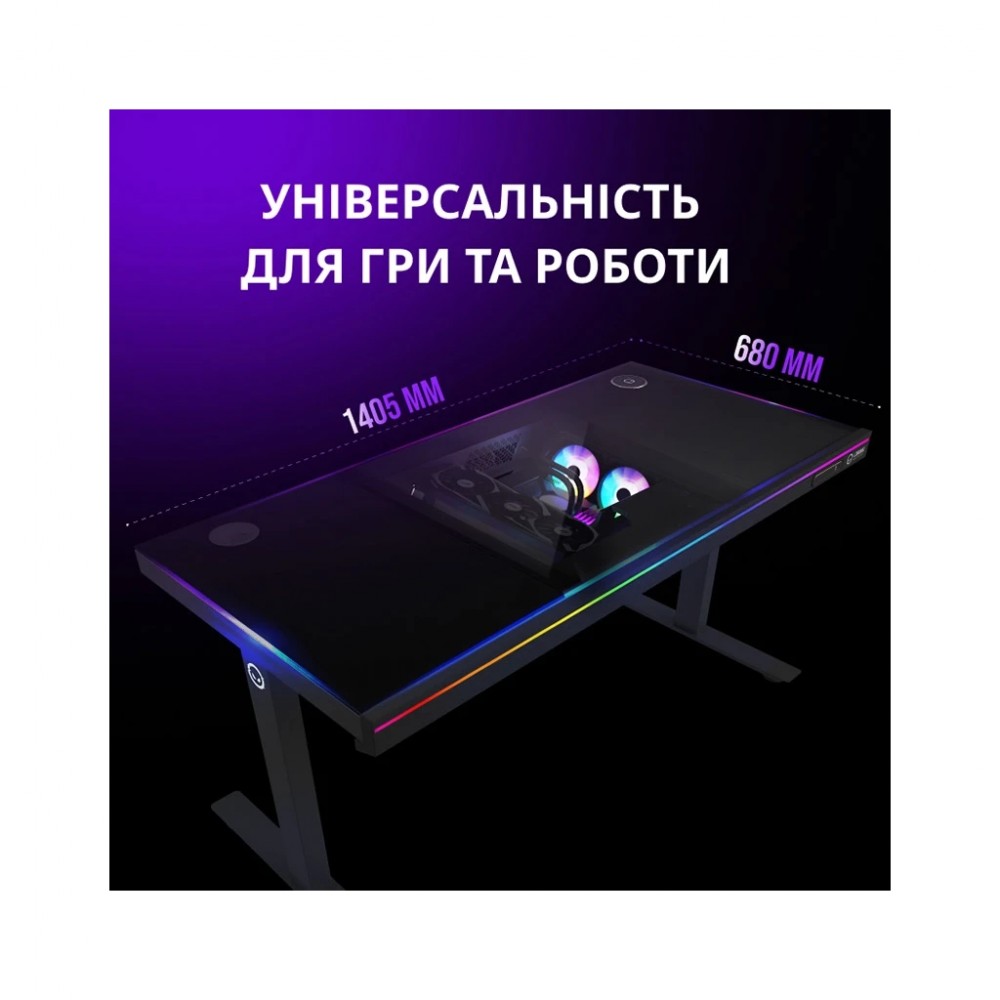Комп'ютерний стіл Lorgar ELITE 90G Glass Black (LRG-DE90G) — фото 12
