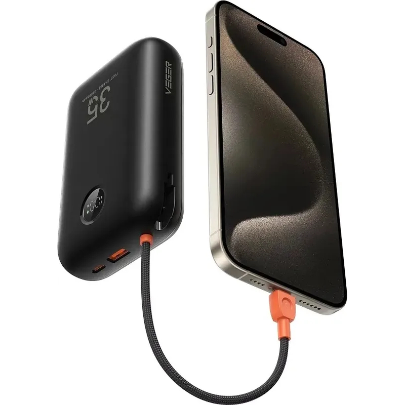 Батарея універсальна VEGER W3018 Ultra Mini 30000mAh Black — фото 3
