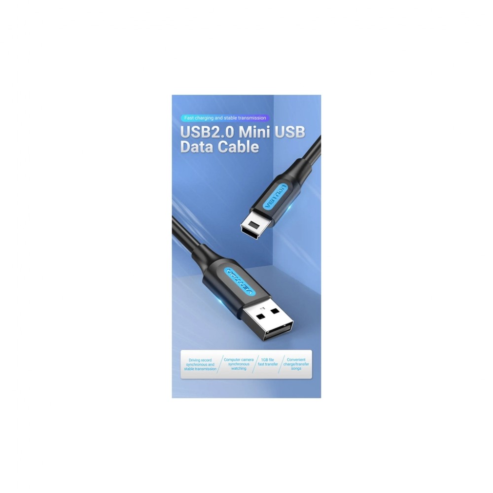 Дата кабель USB 2.0 AM to Mini 5P 2.0m black Vention (COMBH) — фото 4