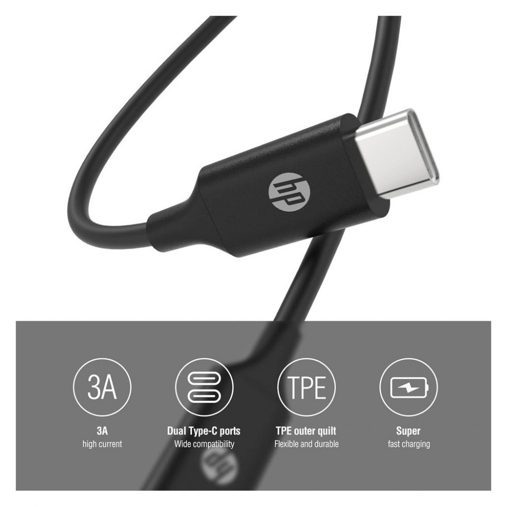 Дата кабель USB-C to USB-C 3.0m USB 3.1 PD 3A 60W HP (HP_DHC-TC107-3M) — фото 4