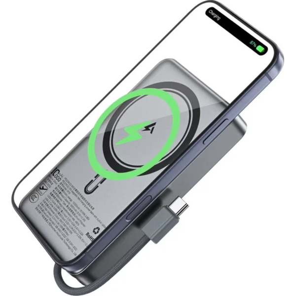 Батарея універсальна ACEFAST M18 Magnetic Wireless 10000mAh PD QC 3.0 QI 15W Black — фото 3
