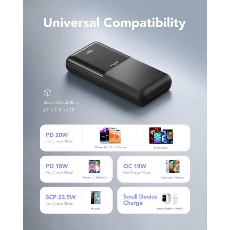 Батарея універсальна VIYISI G3015 30000mAh 22.5W PD3.0 QC3.0 Black (X001XFVS1J) — фото 3
