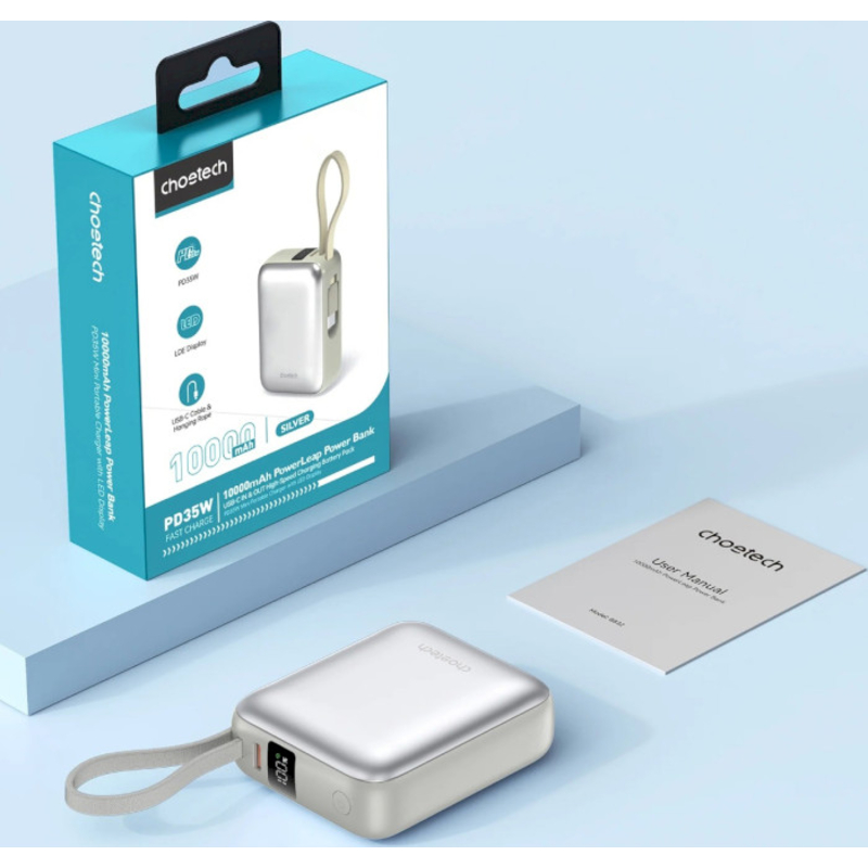 Батарея універсальна Choetech B832 10000mAh 35W Silver (B832-GY) — фото 5