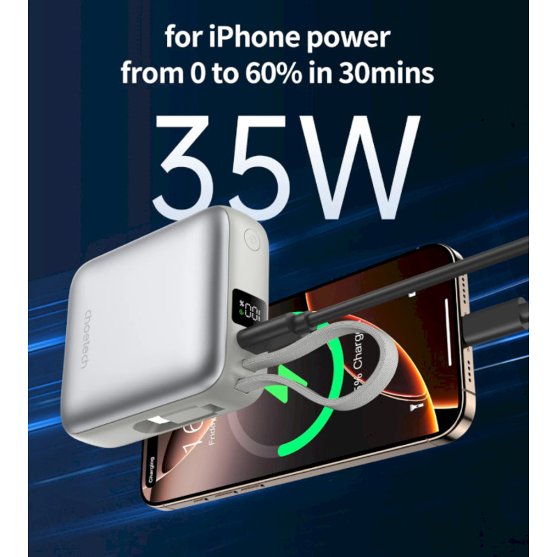 Батарея універсальна Choetech B832 10000mAh 35W Silver (B832-GY) — фото 6