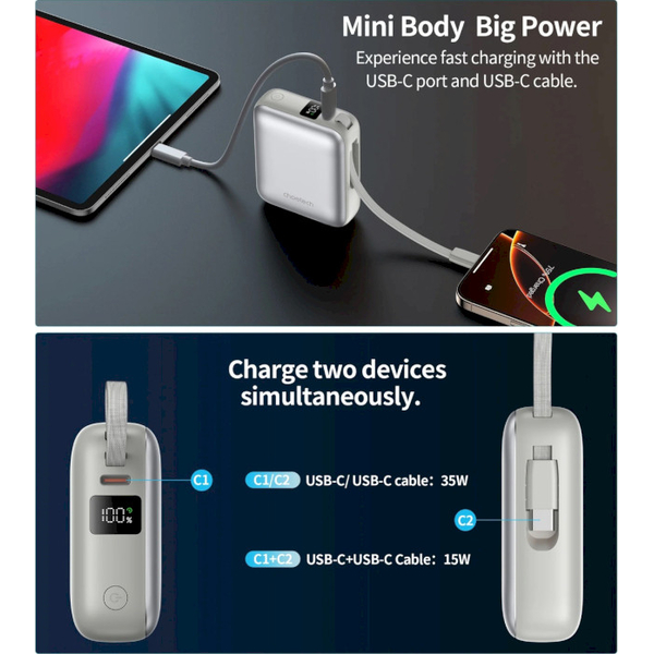 Батарея універсальна Choetech B832 10000mAh 35W Silver (B832-GY) — фото 9